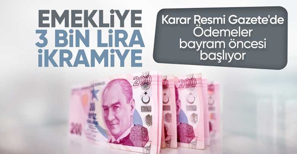 Emekliye 3 bin lira bayram ikramiyesi Resmi Gazete'de