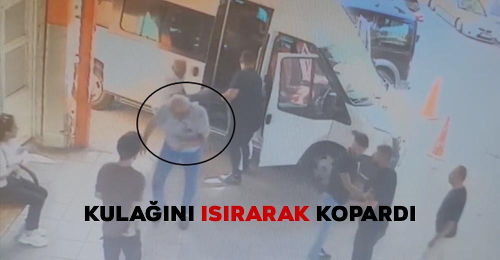 Minibüs şoförünün kulağını ısırarak koparttı!